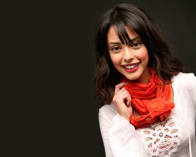 Woman white shirt red scarf #2 free wallpaper - medium preview image