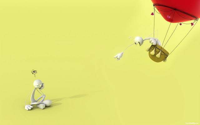 Person sitting red balloon heart free wallpaper - medium preview image