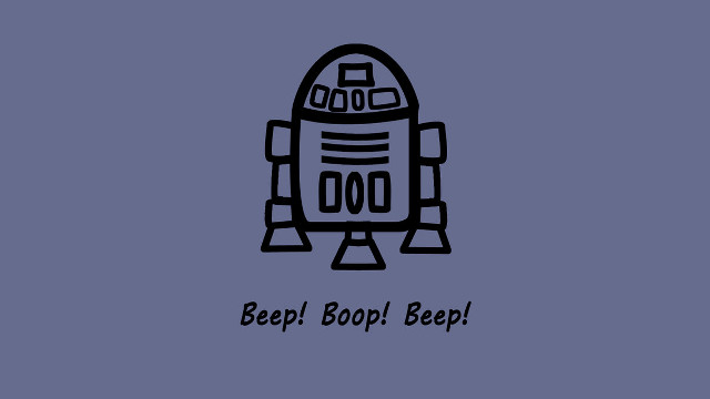 Black white robot drawing beep free wallpaper for desktop - medium preview image