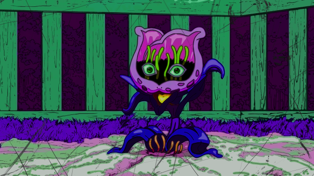Cartoon cat purple green background free wallpaper - medium preview image