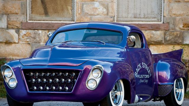 Purple car parked building window #2 free wallpaper - medium preview image