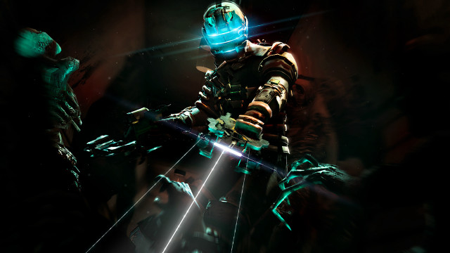 Futuristic man suit sword dark free wallpaper - medium preview image