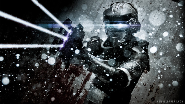 Futuristic man suit gun snow free wallpaper - medium preview image