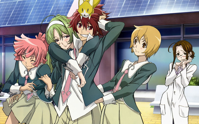 Anime girls building solar panels free wallpaper - medium preview image