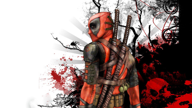 Deadpool gun bloody splatter armor free wallpaper - medium preview image
