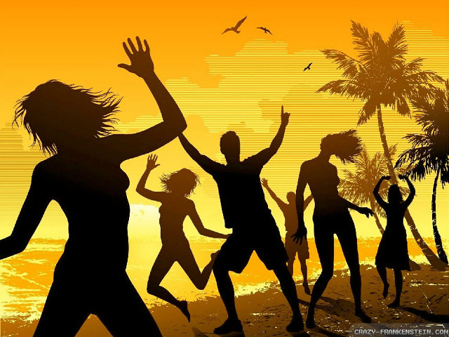 Beach dancing sunset palm trees free wallpaper - medium preview image