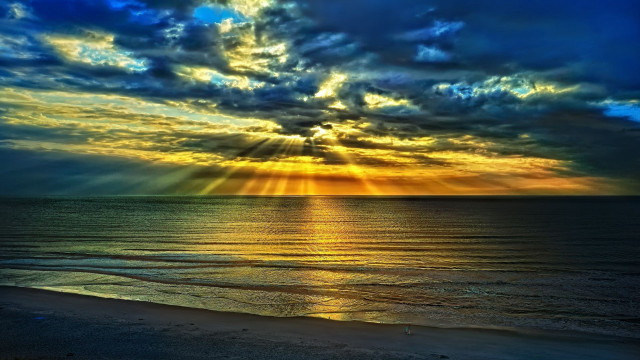 Sunset ocean clouds sun rays #2 free wallpaper - medium preview image