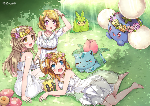 Girls laying ground pokemon stuffed free wallpaper - medium preview image