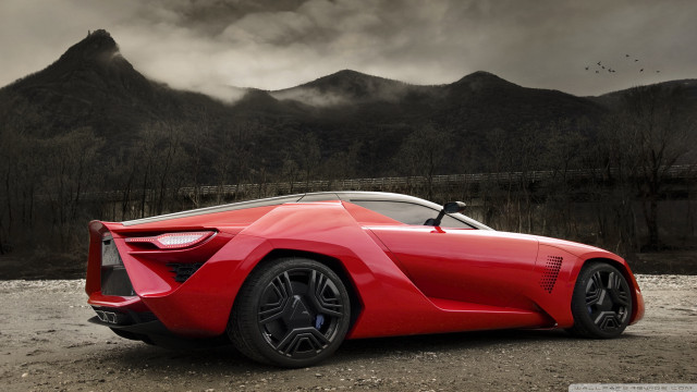 Red sports car mountain range #5 free wallpaper - medium preview image