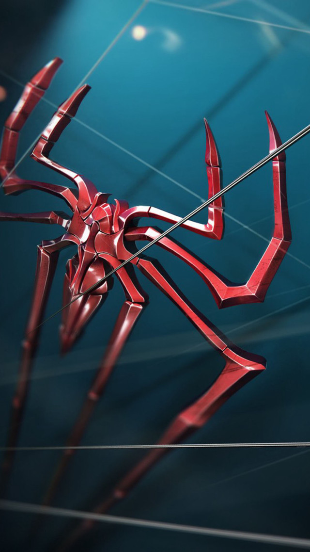 Red spider hanging wire blue free wallpaper - medium preview image