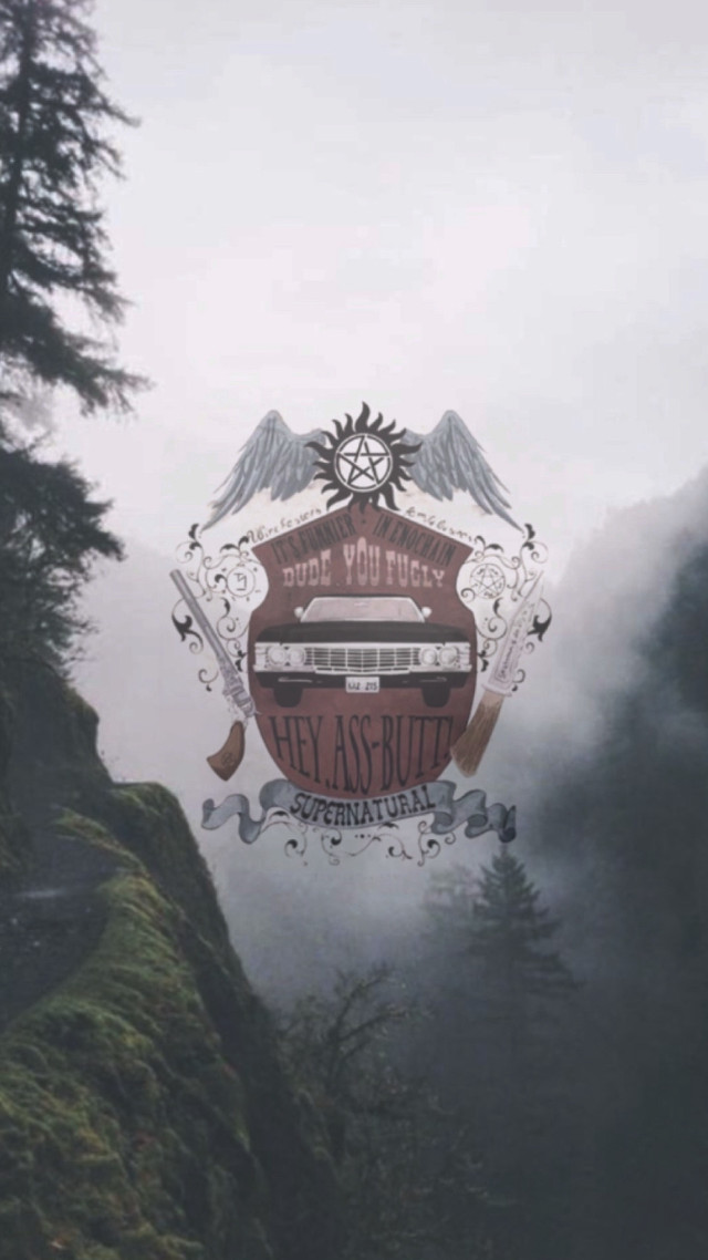 Logo crest mountain fog trees free wallpaper - medium preview image