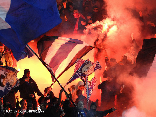 Soccer game people flags smoke free wallpaper - medium preview image