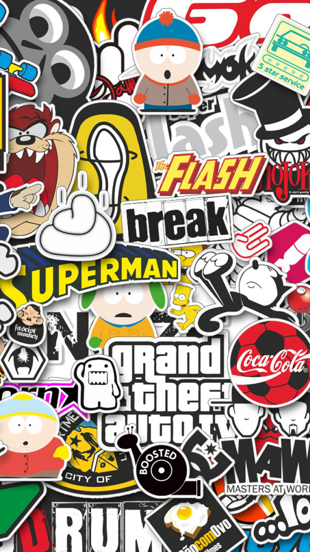 Stickers scattered all over the free wallpaper - medium preview image