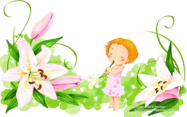 Little girl flower toothbrush pink free wallpaper - medium preview image