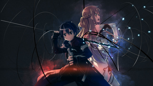 Anime characters guns posing camera free wallpaper - medium preview image