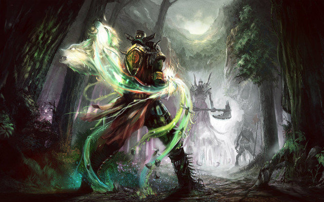 Man forest sword demon back free wallpaper - medium preview image