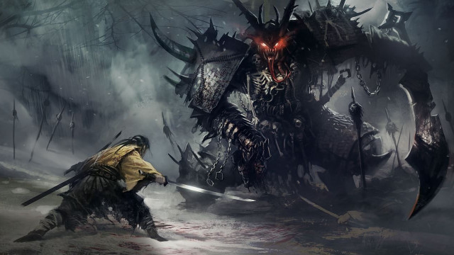 Demonic monster attacking man forest free wallpaper - medium preview image