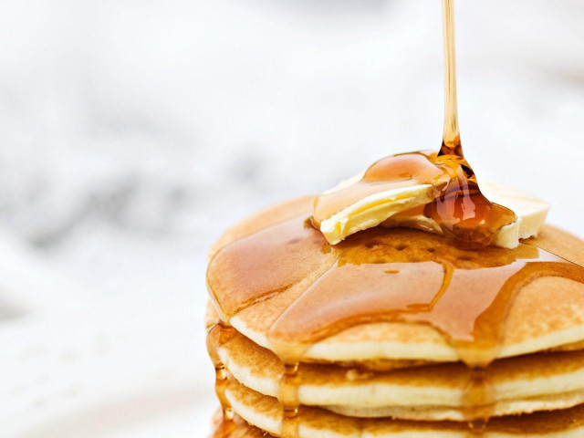 Pancakes syrup banana plate fork #2 free wallpaper - medium preview image