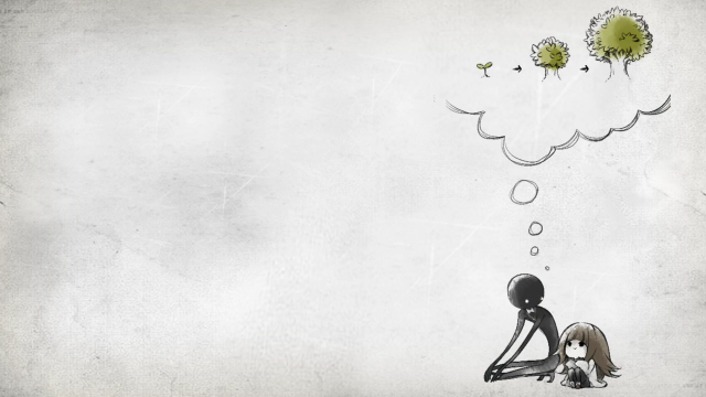 Sitting person thought bubble drawing free wallpaper - medium preview image