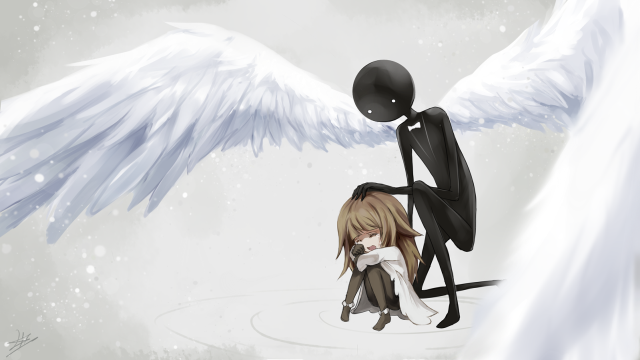 Angel wings snowy scene gothic free wallpaper - medium preview image