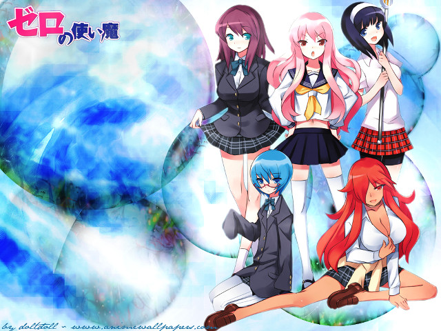 Anime girls blue background bubbles #2 free wallpaper - medium preview image
