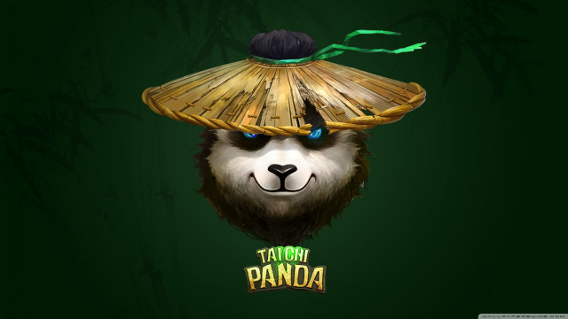 Panda bear bamboo hat green free wallpaper - medium preview image