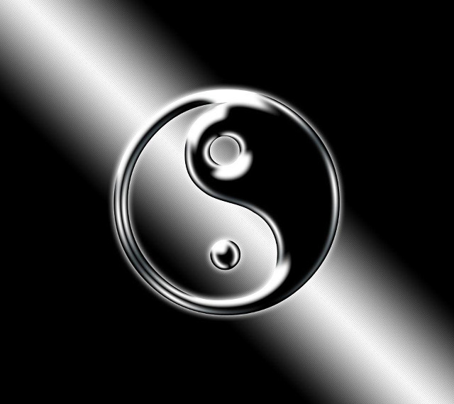 Yin yang silver black abstract free wallpaper - medium preview image