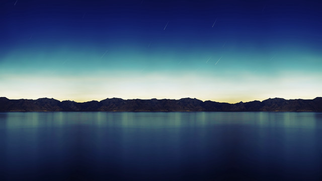 Large body water mountains night free wallpaper - medium preview image