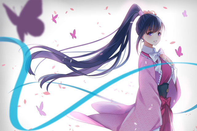 Woman pink dress long hair free wallpaper - medium preview image