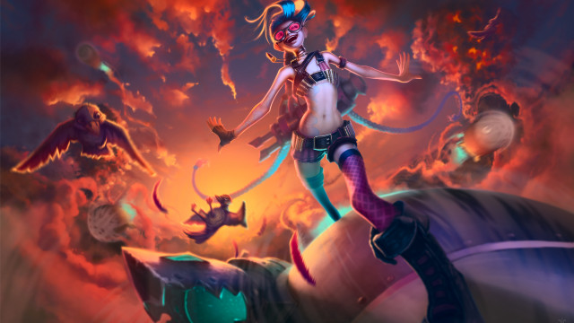 Woman sword rock clouds monsters free wallpaper - medium preview image