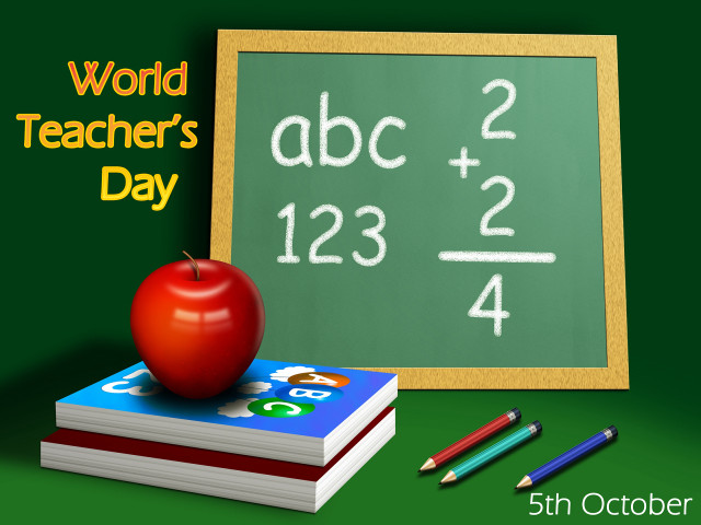 Green chalkboard red apple books free wallpaper - medium preview image