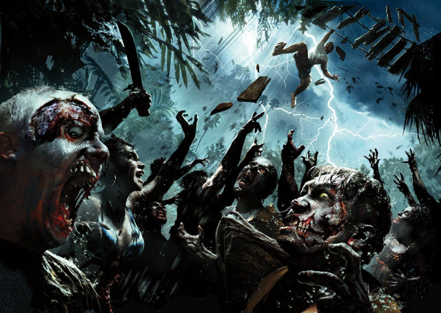 Zombies forest man flying skateboarder free wallpaper - medium preview image