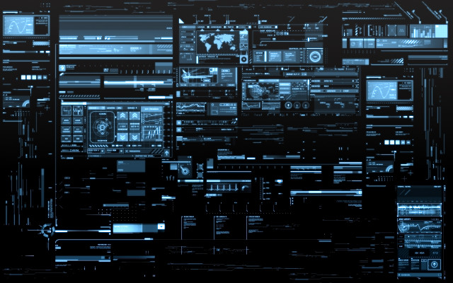 Black white computer multiple screens free wallpaper - medium preview image