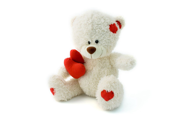 White teddy bear red heart #2 free wallpaper - medium preview image