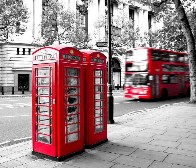 Red phone booth red bus free wallpaper - medium preview image