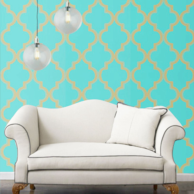 White couch blue wall pattern free wallpaper - medium preview image