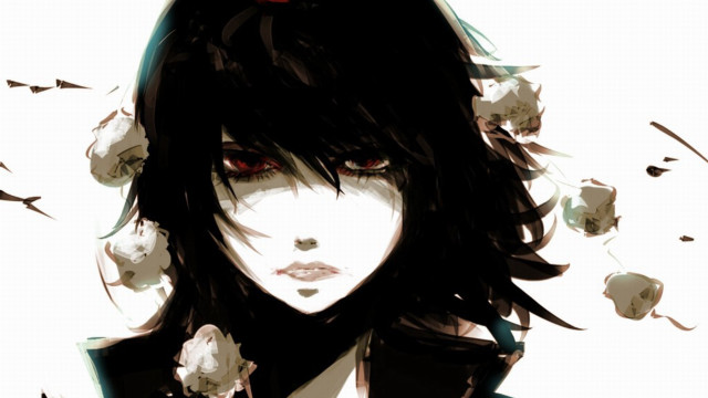 Woman black hair red eyes #2 free wallpaper - medium preview image
