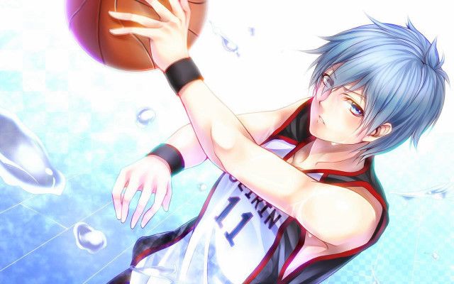 Man blue hair holding basketball free wallpaper - medium preview image