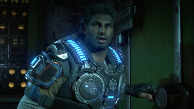 Futuristic man suit gun room free wallpaper - medium preview image