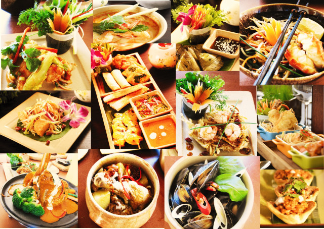 Food collage tabletop dishes various free wallpaper - medium preview image