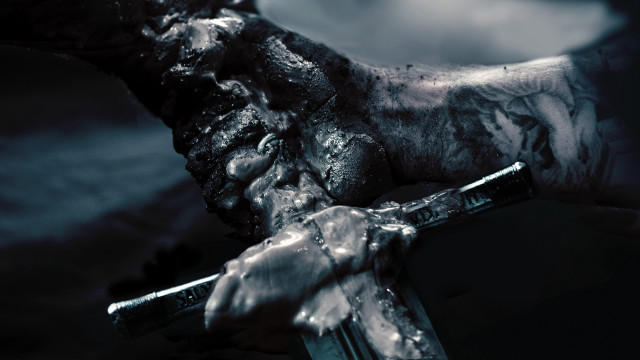 Bloody hand knife dark room free wallpaper - medium preview image