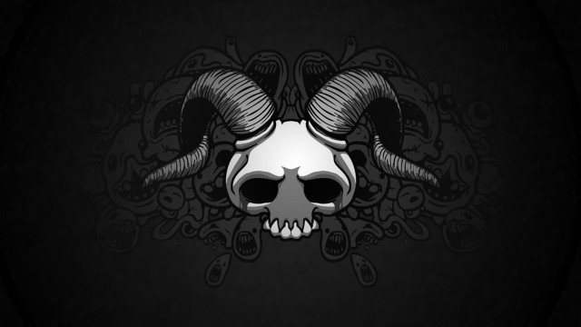 Skull horns skull black background free wallpaper - medium preview image