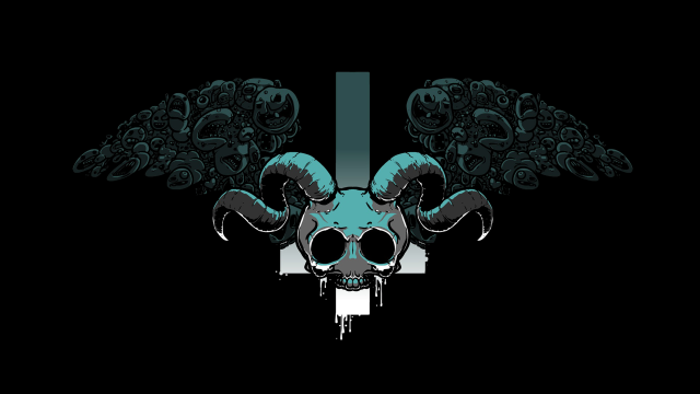 Skull horn wings black background free wallpaper - medium preview image
