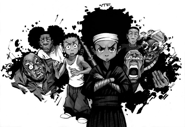 Scared group blackwhite anime manga free wallpaper - medium preview image