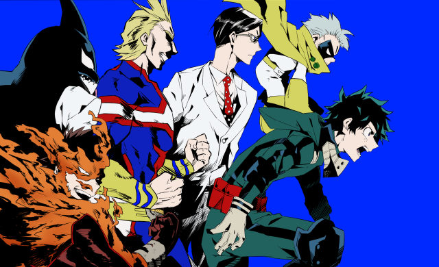 Anime characters group blue black free wallpaper - medium preview image