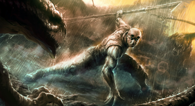 Man white suit monster storm free wallpaper - medium preview image