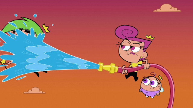 Cartoon character spraying fire hydrant free wallpaper - medium preview image