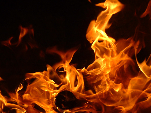 Blazing fire dark orange flames free wallpaper - medium preview image