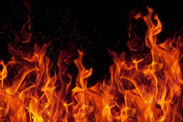 Blazing fire orange flames dark #2 free wallpaper - medium preview image