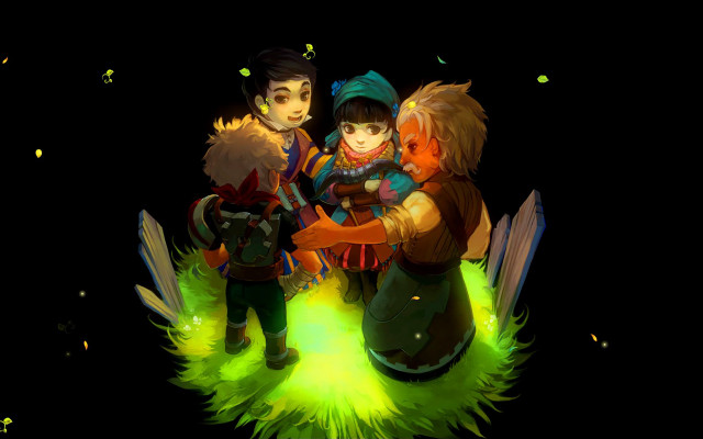 Group people black background green free wallpaper - medium preview image